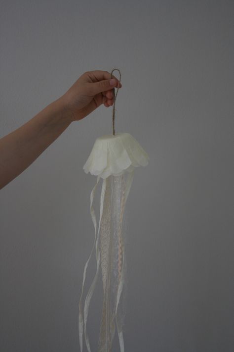 Crepe paper jellyfish craft decoration Jellyfish Paper Craft, Paper Jellyfish, Jellyfish Craft, Craft Decoration, Crepe Paper, Jellyfish, Tissue Paper, Decor Crafts, Origami