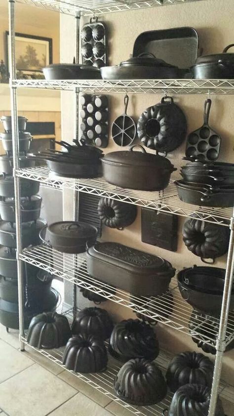 Cast Iron Collection Display, Cast Iron Home Decor, Cast Iron Collection, Cast Iron Display Ideas, Cast Iron Storage Ideas, Cast Iron Cookware Display, Cast Iron Storage, Kitchen Window Decor, Philadelphia Street