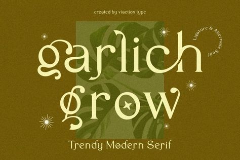 Garlich Grow is a trendy and elegant serif font. Featuring a chic and whimsical style, this font will make your creations look distinct and beautiful. Try before you buy Garlich Grow font for iOS, Android, macOS, or Windows for free, or you can download the full version with a commercial license here. Garlich Grow Serif […] The post Garlich Grow Font appeared first on FreeFontDL. Boho Fonts, Trending Fonts, Trendy Fonts, Elegant Serif Fonts, Modern Serif Fonts, Modern Serif, Font Digital, Modern Sans Serif, Best Free Fonts