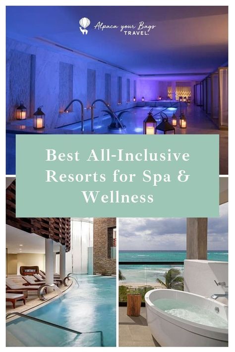 Looking for a relaxing getaway vacation resort for the weekend? Here are some of the best all-inclusive resorts for spa and wellness travel. From serene spas to group yoga, these all-inclusive spa and wellness resorts got you covered! Alpaca Your Bags Travel is an award-winning travel agency that specializes in Caribbean and Mexico destination weddings, honeymoons, group trips, and incentive trips. Resorts Usa, Top All Inclusive Resorts, Luxury Spa Resort, Spa Getaways, Spa Weekend, Spa Trip, Spa And Wellness, Group Yoga, Best All Inclusive Resorts