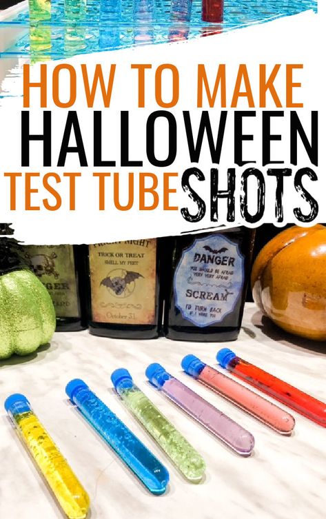 These easy Halloween test tube shots only require two ingredients and look amazing at any Halloween party or gathering. Make them in minutes and enjoy! How to make test tube shots Test Tube Alcohol Shots, Halloween Tube Shots, Halloween Vial Shots, Halloween Test Tube Shots, Test Tube Shots Recipes, Easy Halloween Shots Alcohol, Medical Themed Cocktails, Easy Halloween Shots, Witches Brew Cocktail Recipe