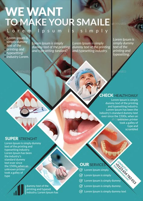 Dental Pamphlet Design, Dental Clinic Advertisement, Dental Design Poster, Dentist Flyer Design, Dental Clinic Poster Design, Dentist Poster Design, Dental Posters For Clinic, Dental Poster Design, Dental Clinic Poster