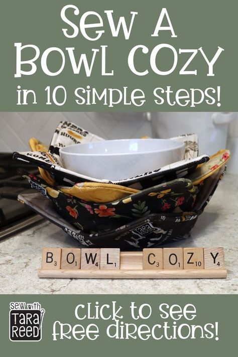 Bowl Cozy Pattern, Bowl Cozies, Sewing Projects Free, Sewing Machine Projects, Pattern Bowl, Bowl Cozy, Fabric Bowls, Microwave Bowls, Bowl Recipes