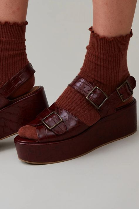 MARGARET PLATFORM | BORDEAUX EMBOSSED LEATHER – CARON CALLAHAN Platform Moccasins Outfit, Farm Girl Style, Moccasins Outfit, Caron Callahan, Knit Outerwear, Summer Stripes, Loafer Sneakers, Mary Jane Flats, Winter Shoes