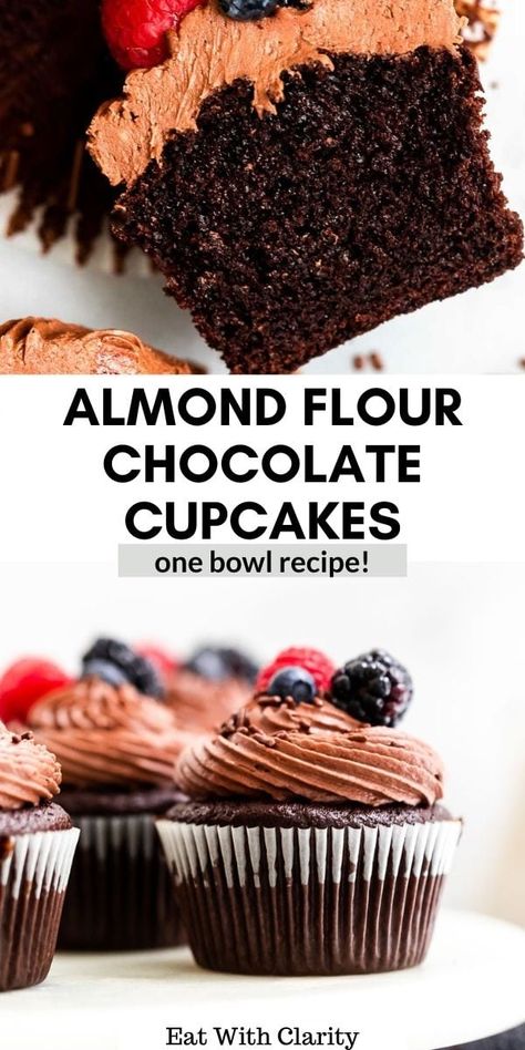 Almond Flour Cupcakes, Dairy Free Buttercream, Paleo Cupcakes, Gluten Free Chocolate Cupcakes, Almond Flour Cakes, Postre Keto, Gluten Free Cupcakes, Almond Flour Recipes, Gluten Free Sweets