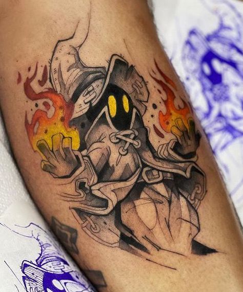 Vivi Tattoo Ff, Oreo Tattoo, Vivi Tattoo, Final Fantasy Tattoo Ideas, Vivi Ornitier, Final Fantasy Tattoo, Pop Culture Tattoos, Mum Tattoo, Culture Tattoos