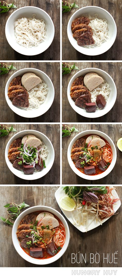 Bun Bo Hue Recipe, Asian Noodle Soup, Pork Noodle Soup, Bun Bo Hue, Vietnamese Soup, Pork Noodles, Beef Noodles, Asian Noodle, Viet Food