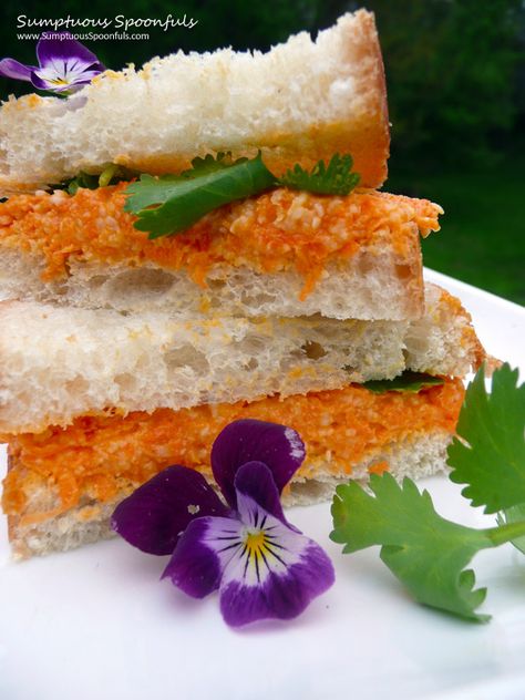 Curried Carrot Cheddar Sandwich ~ Sumptuous Spoonfuls #sandwich #recipe Carrot Sandwich, Cheddar Sandwich, Tea Foods, Carrot Curry, Easter Tea Party, Healthy Greek Yogurt, Party Sandwiches, Healthy Yogurt, Nonfat Greek Yogurt