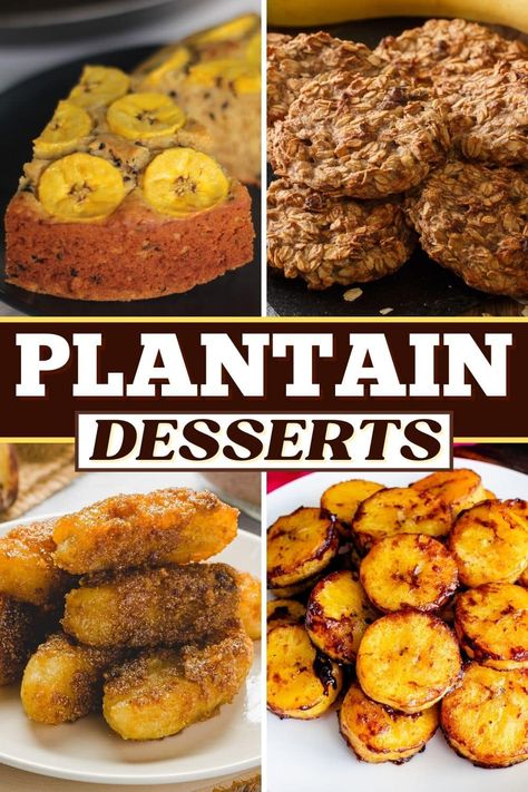 Try these plantain desserts for a sweet taste of the tropics! From cake to brownies to cookies and muffins, these recipes will make you love plantains. Plantain Dessert Recipes, Fried Plantain Recipe, Plantain Bread, Sweet Fried Plantains, Dominicano Recipes, Baked Plantains, Sweet Banana Bread, Plantain Recipes, Ripe Plantain