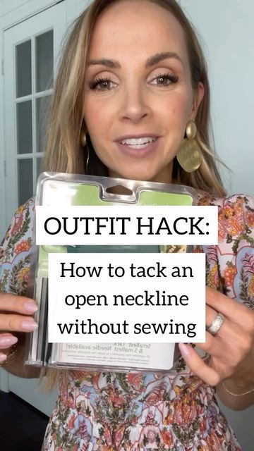 Adding Fabric To Low Cut Dress, How To Adjust A Low Neckline, Fix A V Neck Too Low, How To Fix A Low Neckline, Low Neckline Hacks, How To Fix A Low Neckline Dress, Low Cut Dress Hack, Fix A Low Neckline, Low Neckline Dress