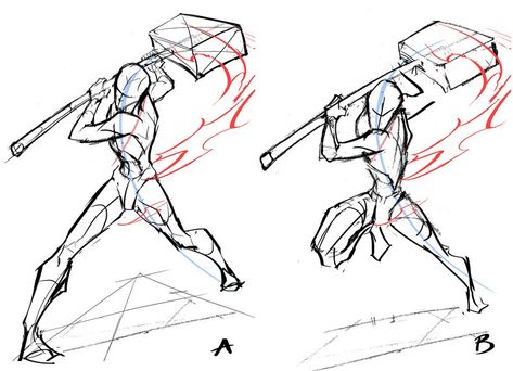 Hammer Art Reference, Pose With Hammer Reference, Hammering Pose Reference, How To Draw Dynamic Poses Anatomy, Comic Action Poses, Claymore Poses Reference Drawing, Action Sketch Poses, Hammer Art Design, Hammer Pose Reference Drawing