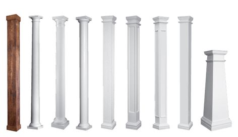 Porch Column Ideas, Porch Column Wraps, Fiberglass Columns, Column Ideas, Porch Supports, Front Porch Columns, Front Porch Railings, Column Wrap, Cedar Posts