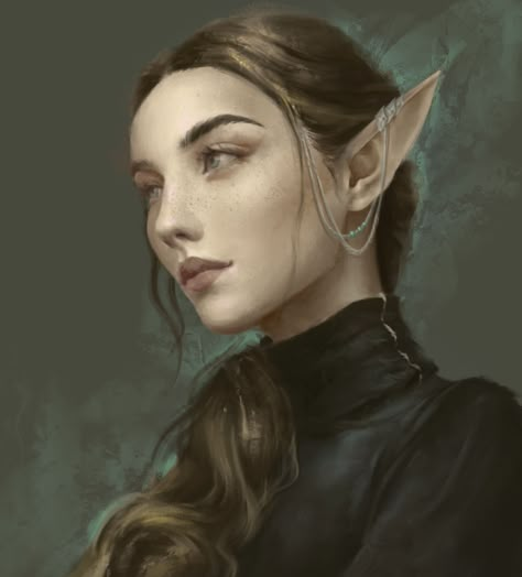 ArtStation - Elf portrait, Valeriia Korzhova Elf Characters, Female Elf, Elf Art, High Elf, Fantasy Portraits, Dungeons And Dragons Characters, Fantasy Setting, Fantasy Rpg, Fantasy Inspiration