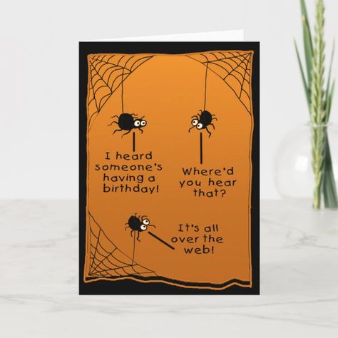 Halloween Birthday Card, Cool Birthday Cards, Halloween Cards Handmade, Vintage Birthday Cards, Bad Idea, Halloween Card, Halloween Invitations, Vintage Birthday, Custom Greeting Cards