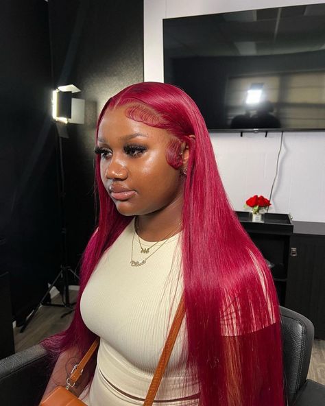 All Posts • Instagram Frontal Wig Hairstyles, Red Wig, Wig Styling, Burgundy Hair, Dope Hairstyles, Colored Wigs, Straight Lace Front Wigs, Lace Hair, Front Lace Wigs Human Hair