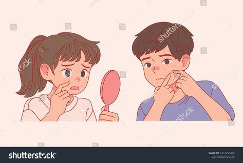 Sad boy, girl character with acne, rash. hand drawn style vector design illustrations. #Ad , #Affiliate, #character#acne#rash#Sad Anna Cattish, Action Pose, Girl Character, Character Design Sketches, Design Illustrations, Girls Characters, Warhammer 40k, Boy Girl, Vector Design