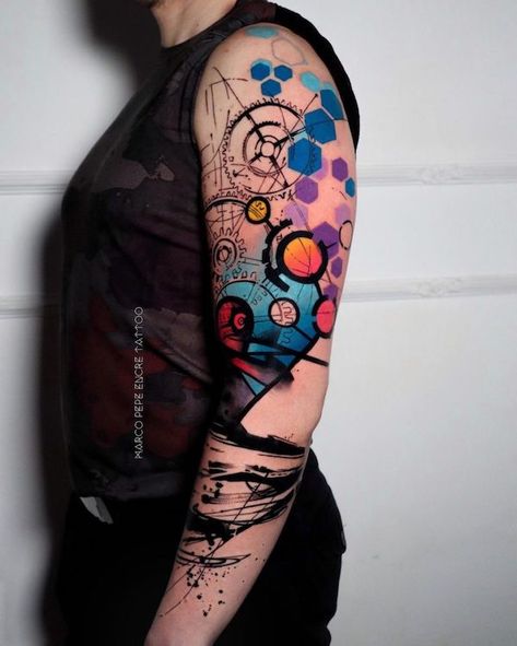 Black Watercolor Tattoo, Watercolour Tattoo Men, Watercolor Tattoo Sleeve, Butterfly Tattoos On Arm, Watercolor Rose Tattoos, Dna Tattoo, Abstract Tattoo Designs, Biomechanical Tattoo, Tatuaje A Color