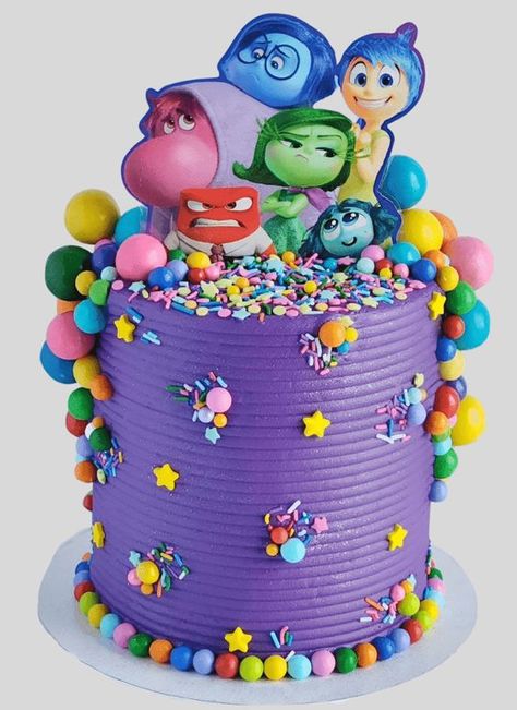 Inside Out Cake Design, Inside Out Bday Party, Inside Cake Designs, Inside Out 2 Cake Ideas, Inside Out Cupcakes, Inside Out 2 Birthday Cake, Inside Out 2 Cake, Inside Out Birthday Cake, Inside Out Birthday Party Ideas