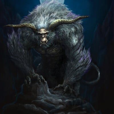 ArtStation - The Silver Mane Rajang, JINSU_KJS Ape Monster Concept Art, Rajang Monster Hunter Art, Rajang Monster Hunter, Lion Monster, Mh Wallpaper, Monster Animal, Beast Hunters, Full Moon Day, Moon Day