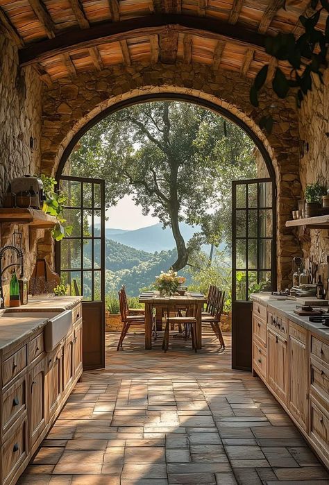 Italian Villa Aesthetic, Enchanted April, Kitchen Design Rustic, Tuscany House, Villa In Italy, Mediterranean Kitchen Design, Enchanted Places, Mediterranean Styles Interior, Frame House Plans