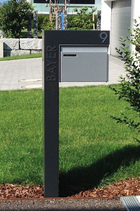 Sturdy Mailbox Ideas, Modern Mailbox Ideas Curb Appeal, Modern Mailbox Ideas, Modern Mailbox Design, Letter Box Design, Mailbox Makeover, Modern Mailbox, Modern Fence Design, Mailbox Design