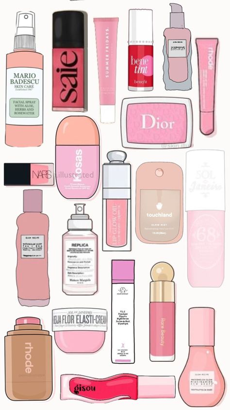 Makeup Stickers Aesthetic, Skincare Drawing, Coquette Photos, Preppy Drawings, Makeup Printables, Makeup Drawings, Bow Makeup, Preppy Skin Care, Paper Ducks