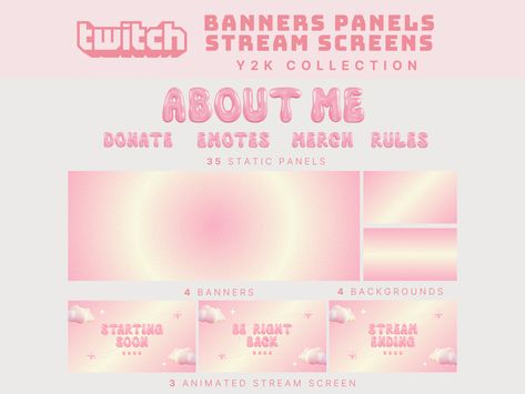 pink twitch overlay y2k twitch aesthetic pink twitch panels cute pink twitch banner retro twitch overlay pastel twitch panel overlay y2k by SubtleStyleStudio on Etsy Pink Twitch Banner, Twitch Banner, Twitch Panels, Twitch Overlay, Twitch Stream, Desktop Pictures, Aesthetic Pink, Chewing Gum, Downloads Folder