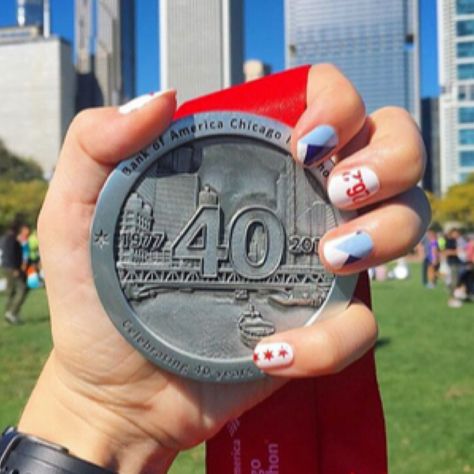 Chicago marathon nail designs from Sarah Marie Design Studio Marathon Nails Design, Chicago Marathon Nails, Marathon Nails, Chicago Nails, Houston Marathon, Sarah Marie, Track Star, Chicago Marathon, Stylish Nails