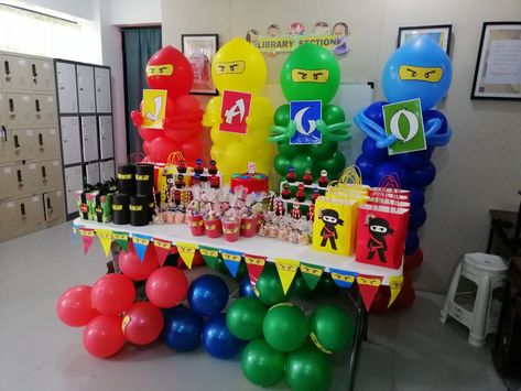 Ninjago themed birthday Ninjago Party Decorations, Lego Ninjago Birthday, Ninjago Birthday Party, Ninjago Birthday, Ninjago Party, Ninja Birthday, Ninja Party, Lego Birthday, Baby Gym