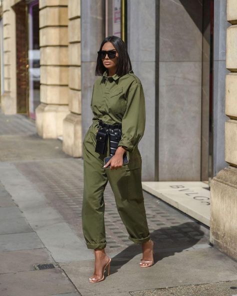 Charlotte Emily Sanders, Emily Sanders, Charlotte Emily, Discount Ad, Green Fits, Boiler Suit, Green Jumpsuit, Classy Work Outfits, Looks Street Style