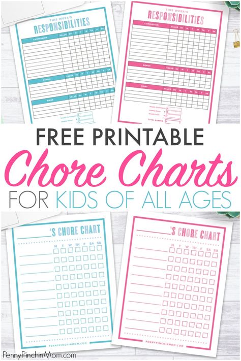 How to make a chore chart for kids with a free printable chore chart!  Download a list of chores by age, chore chart, and a responsiblity chart to get your kids started learning how to do their daily chores.      chore charts by age | chore charts for multiple kids | chore charts for kids | chore charts printable | age appropriate chore charts    #chorecharts #kidschores #responsibility #parentingtips #choreslist Chore Chart By Age, Chore Charts For Kids, 2024 Planning, Kids Chore Chart Printable, Age Appropriate Chores For Kids, Free Printable Chore Charts, Kids Chores, Chore Chart For Kids, Chore Chart Template