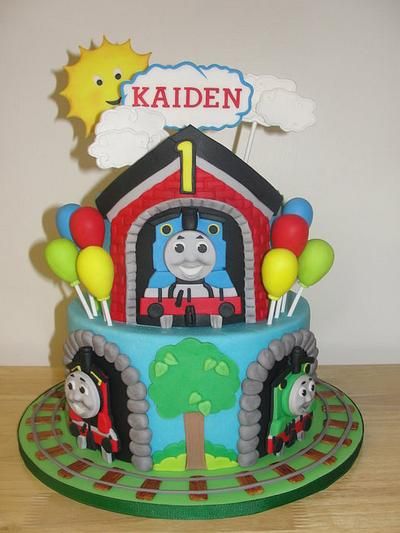 Thomas the Train 1st Birthday Train Smash Cake, Thomas And Friends Cake, Thomas Birthday Cakes, Baby 1st Birthday Cake, Thomas Train Birthday, Thomas The Train Birthday, Thomas Train Cake, Thomas Cakes, Thomas The Train Birthday Party