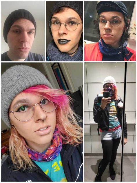 35mtf 27 months HRT - Imgur Mtf Fashion, Transgender Outfits Ftm, Trans Before After, Pastel Aesthetic Outfit, Closeted Trans Mtf Tips, Trans Transformation, Transgender Mtf, Female Transformation, Punk Hair