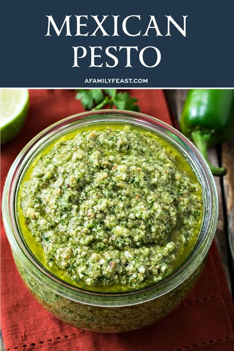 Pesto Combinations, Pepper Oil Recipe, Jalapeno Pesto Recipe, Chipotle Pesto, Pesto Recipes, Cilantro Recipes, Cilantro Pesto, Jalapeno Peppers, Gourmet Cheese