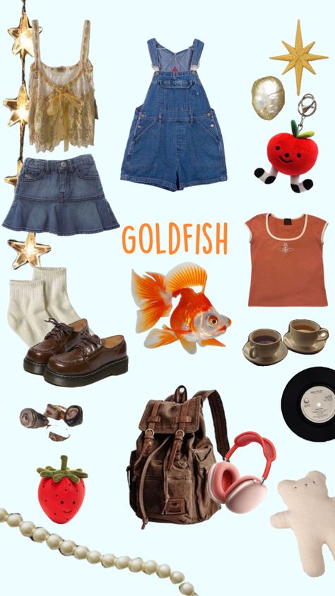 Goldfish Goldfish Outfit, Goldfish Aesthetic, Book Core, Fish School, 2024 Moodboard, Random Outfits, Colorful Outfits, Funky Outfits, Gold Fish