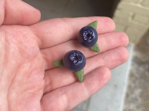 Quick and Fun Polymer Clay Magnet Projects for All Ages Clay Blueberry, Orange Paper Craft, Blueberry Earrings, Polymer Clay Fruit, Earrings For Spring, Clay Fruit, Polymer Clay Magnet, Gifts For Foodies, Stud Earrings Polymer Clay