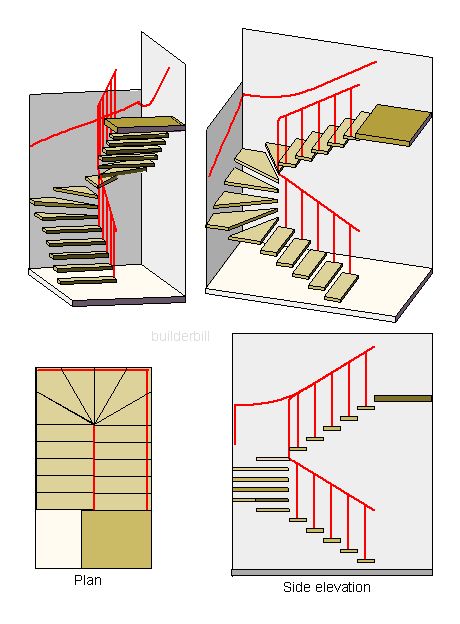 staircases with winders - Google Search Winder Stairs, Steel Staircase, Stair Plan, Attic Staircase, Loft Stairs, Stairway Design, Attic Stairs, Basement Stairs, Home Stairs Design