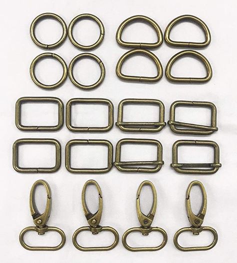 AMORNPHAN 20 Pcs 1" Inner Length Metal Sliding Bar Tri-Glides, D Ring Semi-Circular, O Rings, Rectangle Buckle Ring and Oval Ring Lobster Clasp Claw Swivel for Strap Hardware Bags (4Each) (Bronze) : Arts, Crafts & Sewing Rings Rectangle, Buckle Ring, Buckle Bags, Slide Bar, Yoga Help, Oval Ring, Oval Rings, Mens Leather Bag, Crafts Sewing