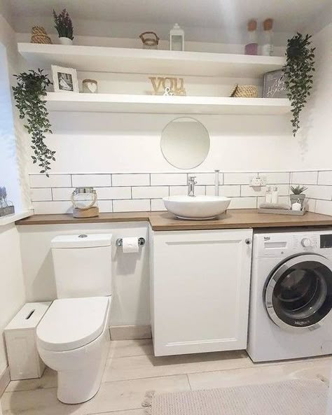 Half Bath Stackable Laundry Room Combo, Ensuite Laundry Combo, Downstairs Toilet And Utility Ideas, Small Laundry Toilet Room, Small Laundry Room Ideas With Toilet, Downstairs Toilet And Laundry Room, Small Utility Wc Room Ideas, Utility Toilet Room Ideas, Utility And Cloakroom Combined