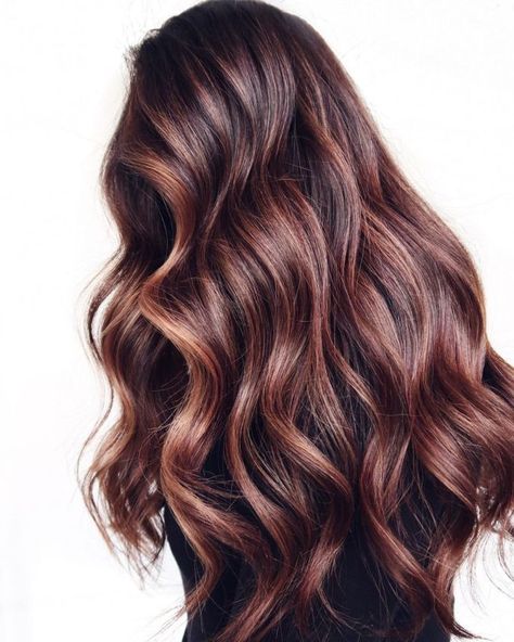 Wavy Hair Balayage, Colour Hair Ideas, Burgundy Hair With Highlights, Burgundy Brown Hair, Trendy Hair Color Ideas, Burgundy Balayage, Dark Texture, Balayage Hair Caramel, Long Hair Highlights