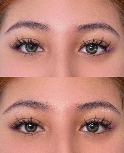 Anime Lashes Wink Bar, Lash Extensions With Purple, Purple Eyelash Extensions, Long Natural Eyelashes, Nails Korean, Nyc Bars, Natural Eyelashes, Lash Extension, Lash Artist