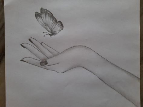 Butterfly in Hand Art by MLSPcArt on Dribbble Butterfly In Hand, Drawing Butterflies, Butterfly Sketch, Beauty Culture, Fashion Design Sketch, Heart Sketch, Art Tools Drawing, Art Corner