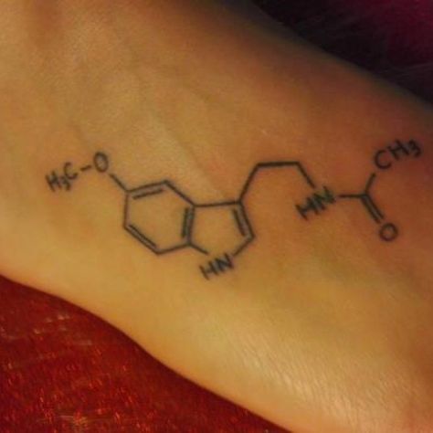 Molecular structure of Melatonin Melatonin Tattoo, Serotonin Molecule Tattoo Meaning, Molecule Tattoo Dopamine, Molecular Structure Tattoo, Serotonin Molecule Tattoo, Dopamine Tattoo, Methane Molecule, Serotonin Tattoo, Brain Tattoo