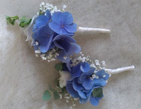 Hydrangea Buttonhole, Hydrangea Corsage, Hydrangea Boutonniere, Dark Blue Hydrangea, Bucket Wedding, Boutineer Wedding, Button Holes Wedding, Blue Wedding Bouquet, Flower Gift Ideas