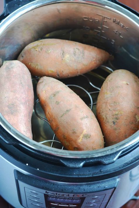 When I show you how I make "baked" sweet potatoes in the Instant Pot, you may never make them any other way again. They are so easy and delicious and ready in less than thirty minutes! | APinchOfHealthy.com Instant Pot Sweet Potatoes, Pressure Cooker Sweet Potatoes, Ninja Foodi Grill, Microwave Sweet Potato, Easy Pressure Cooker Recipes, Sweet Potato Nachos, Sweet Potato Skins, Sweet Potato Breakfast, Cooking Sweet Potatoes