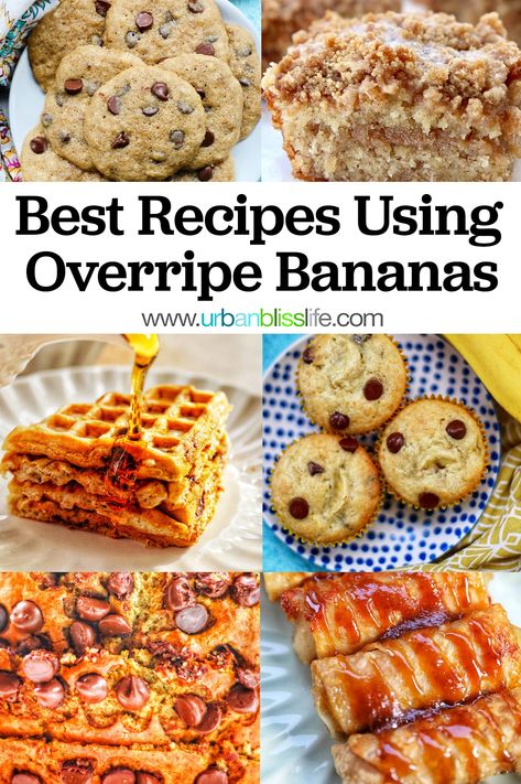 Rip Banana Recipes, Recipes For Overripe Bananas, Use Over Ripe Bananas, Banana Recipes Overripe, Pumpkin Banana Muffins, Ripe Banana Recipe, Crumb Coffee Cakes, Chocolate Chip Waffles, Banana Coffee Cakes