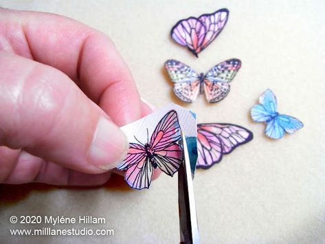 Create your own gorgeous domed resin stickers for all your papercraft projects. Fussy cut the butterflies from the scrapbook paper and then apply resin to the cutout. #MillLaneStudio #resinstickers #resin101 #fussycut #butterflysticker #butterflycrafts Stickers In Resin, Resin Techniques, Resin Stickers, Resin Creations, Ice Resin, Resin Crafts Tutorial, Paper Craft Ideas, Diy Resin Projects, Resin Jewelry Diy