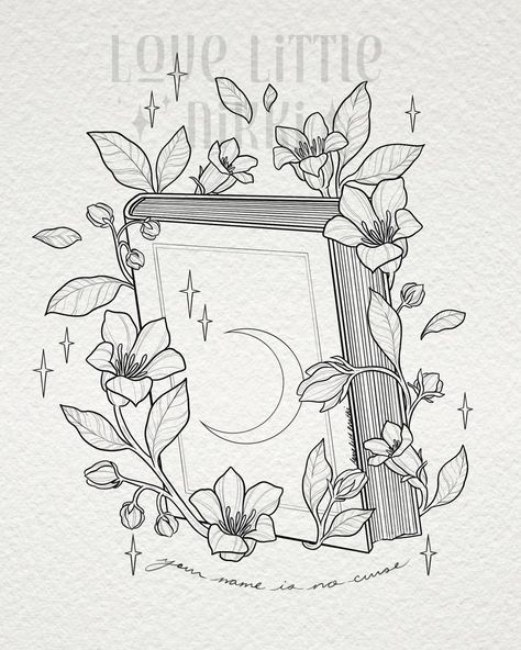 “Your name is no curse” 🌸 dainty and delicate Belladonna bookish piece for Yaneli ✨ #bookish #belladonna #deadlynightshade #tattoodesign Belladonna Tattoo, Reading Tattoo, Witchy Stickers, Think Tattoo, Bookish Quotes, Tattoo Design Book, Line Art Tattoos, Tattoo Illustration, Book Drawing