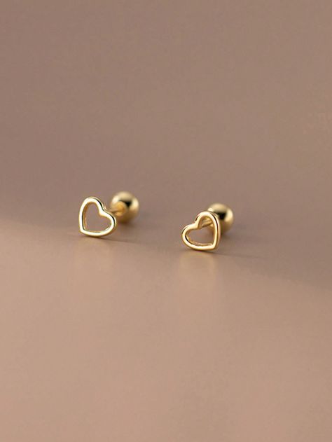 Gold  Collar  925 Sterling Silver   Embellished   Fine Jewelry Silver Ear Jewelry, Tiny Heart Earrings, Fine Studs, Daily Jewelry, Gold Collar, Stud Earrings For Women, Tiny Heart, Fine Earrings, Ear Jewelry