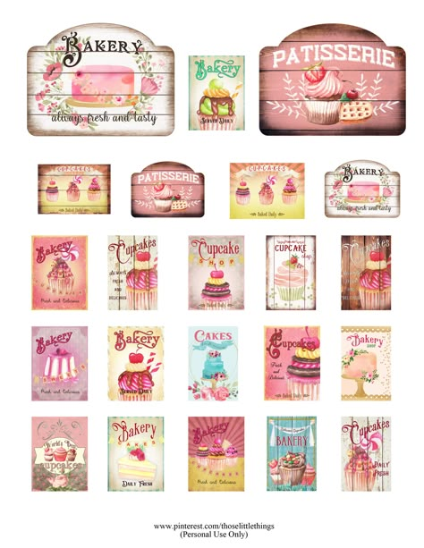 Printable Dollhouse Miniatures, Bakery Signs, Cupcake Signs, Printable Miniatures, Printable Dollhouse, Dolls House Shop, Free Printable Crafts, Barbie Printables, Mini Printables